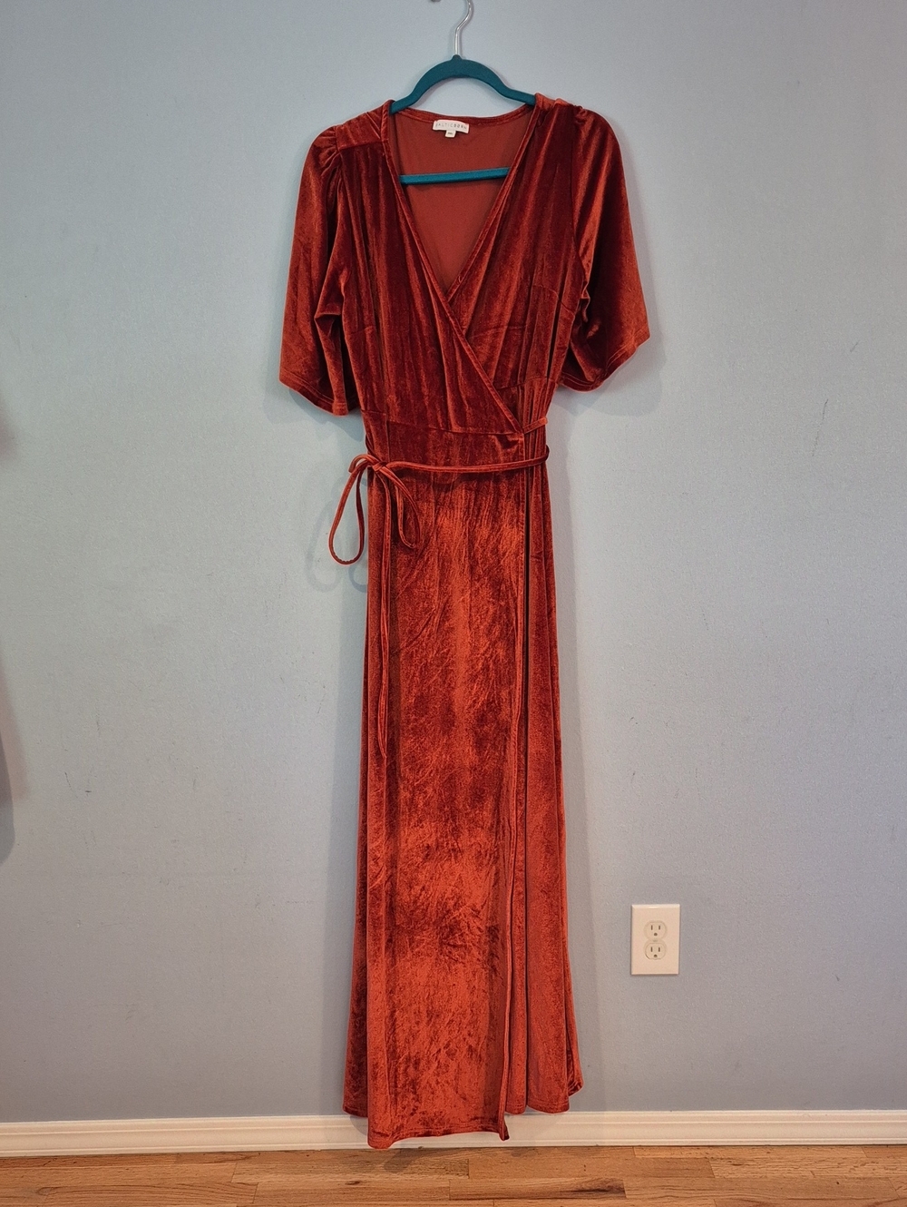 Baltic Born Rust Velvet Wrap Maxi Dress